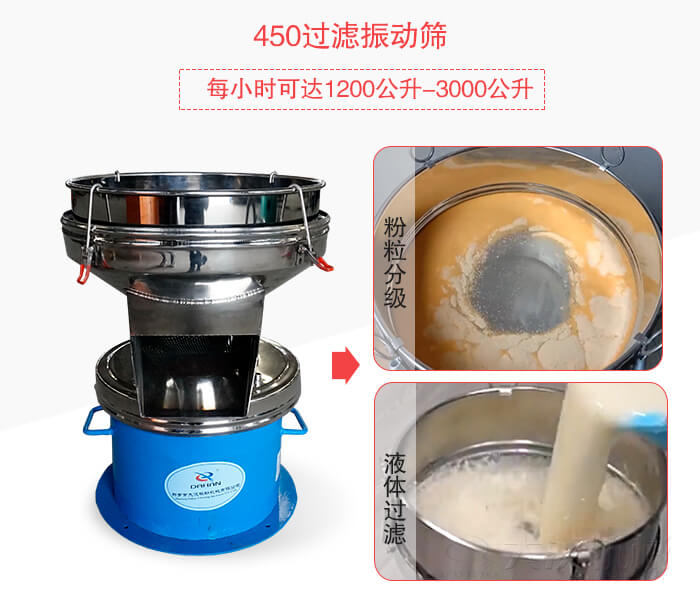 450過濾振動篩粉狀，液體物料篩分過濾展示圖